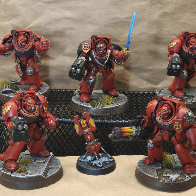 Painted Warhammer 40K Blood Angels Terminator Squad