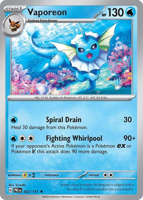 Vaporeon #22 Evoluciones Prismáticas (PRE) - Holográfica Invertida